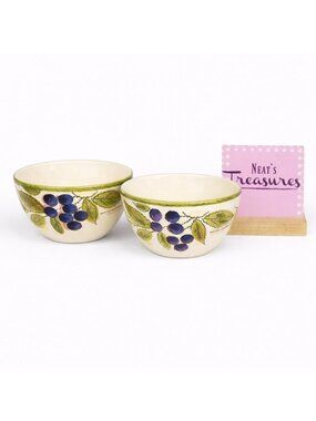 Home Trends NATURAL EXPRESSIONS Blue Berries Large Cereal Soup Bowls Set of 2